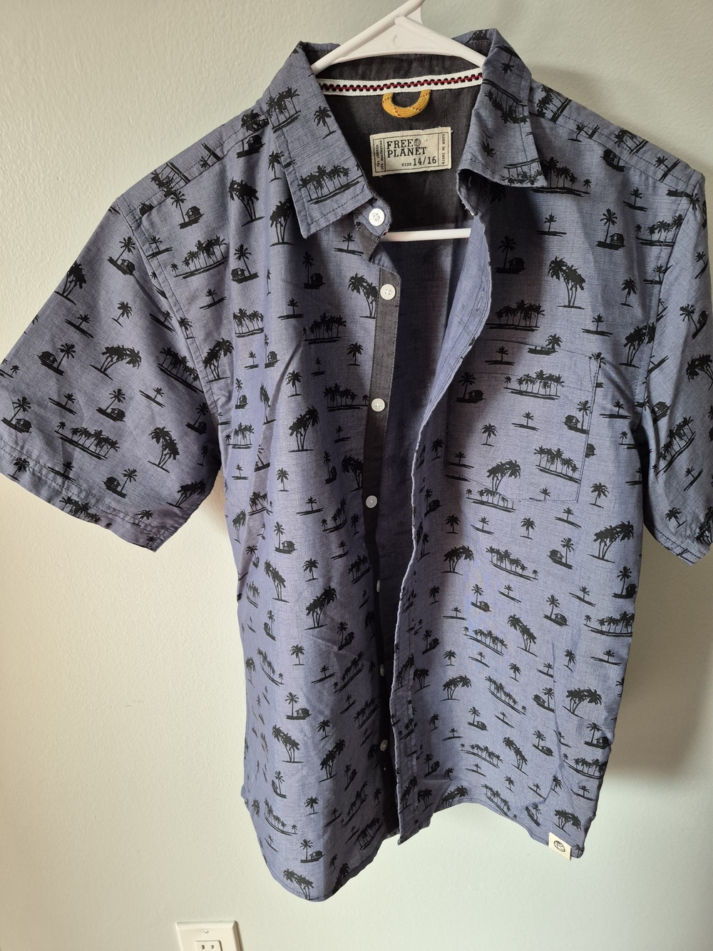 Free Planet Boy's Blue Short-Sleeve Printed Shirt